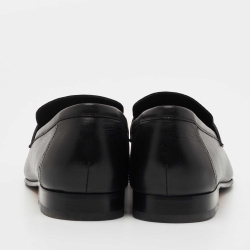 Hermes Black Leather Fitted Loafers  Size 43.5