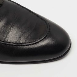 Hermes Black Leather Fitted Loafers  Size 43.5
