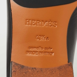 Hermes Black Leather Fitted Loafers  Size 43.5