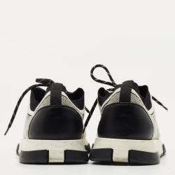 Hermes White/Black Knit Fabric and Suede C-Addict Sneakers Size 42