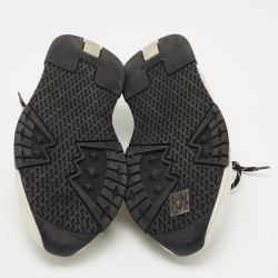 Hermes White/Black Knit Fabric and Suede C-Addict Sneakers Size 42