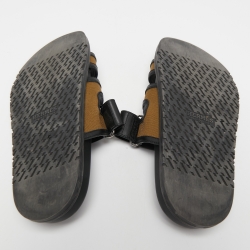 Hermes Brown/Black Canvas and Leather Chypre Sandals Size 42