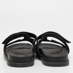 Hermes Brown/Black Canvas and Leather Chypre Sandals Size 42