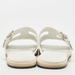 Hermes White Leather Flat Slide Size 42.5