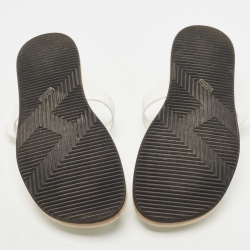 Hermes White Leather Flat Slide Size 42.5
