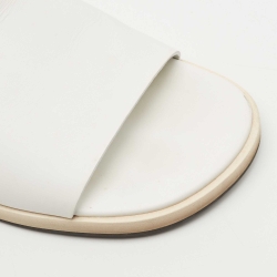Hermes White Leather Flat Slide Size 42.5