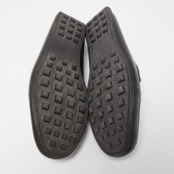 Hermes Black Leather Kennedy Loafers Size 43