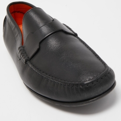 Hermes Black Leather Kennedy Loafers Size 43