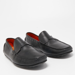 Hermes Black Leather Kennedy Loafers Size 43