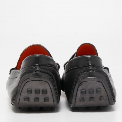 Hermes Black Leather Kennedy Loafers Size 43