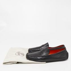 Hermes Black Leather Kennedy Loafers Size 43