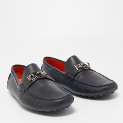 Hermes Navy Blue Leather Irving Loafers Size 43