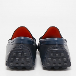Hermes Navy Blue Leather Irving Loafers Size 43