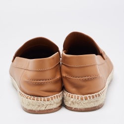 Hermes Brown Leather Trip Slip On Espadrille Size 44