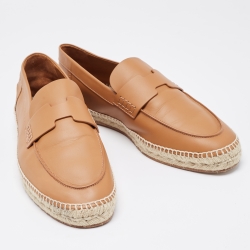 Hermes Brown Leather Trip Slip On Espadrille Size 44