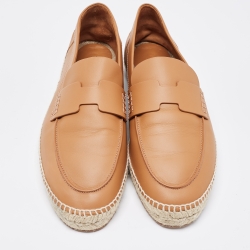 Hermes Brown Leather Trip Slip On Espadrille Size 44