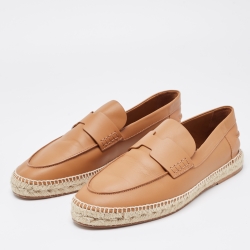Hermes Brown Leather Trip Slip On Espadrille Size 44