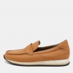 Hermes Brown Leather Slip On Loafers Size 43