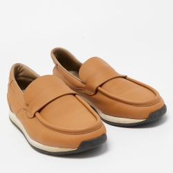 Hermes Brown Leather Slip On Loafers Size 43
