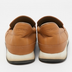 Hermes Brown Leather Slip On Loafers Size 43