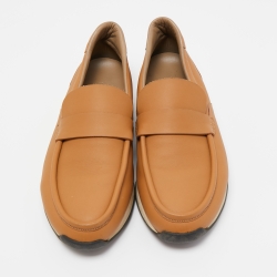 Hermes Brown Leather Slip On Loafers Size 43