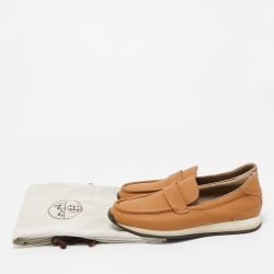 Hermes Brown Leather Slip On Loafers Size 43