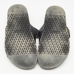 Hermes Black Leather Chypre Sandals  Size 44