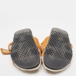 Hermes Tan Suede Fur Lined Chypre Slides Size 45 
