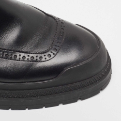 Hermes Black Leather Ankle Boots Size 44