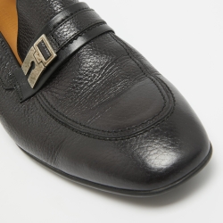 Hermes Black Leather Slip On Loafers Size 42