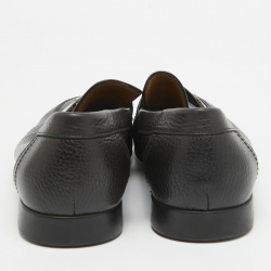 Hermes Black Leather Slip On Loafers Size 42