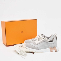 Hermes Two Tone Mesh and Suede Bouncing Sneakers Size 40