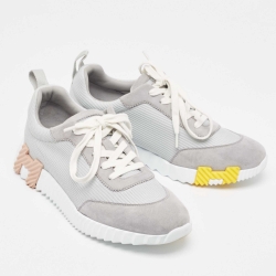 Hermes Two Tone Mesh and Suede Bouncing Sneakers Size 40