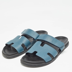 Pre Owned Hermes Blue Leather Chypre Sandals Size 43.5