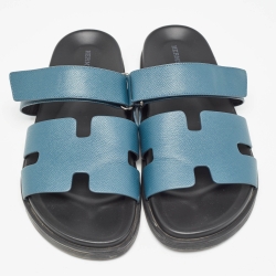Pre Owned Hermes Blue Leather Chypre Sandals Size 43.5