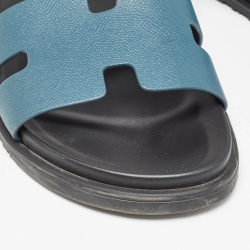 Pre Owned Hermes Blue Leather Chypre Sandals Size 43.5