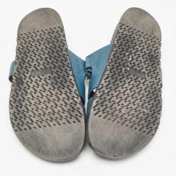 Pre Owned Hermes Blue Leather Chypre Sandals Size 43.5