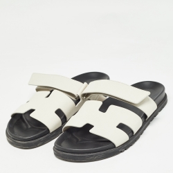 Hermes Off White Leather Chypre Sandals Size 43