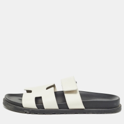 Hermes Off White Leather Chypre Sandals Size 43