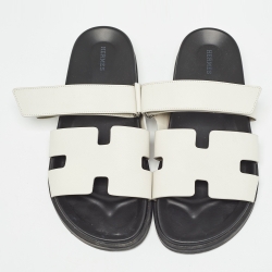 Hermes Off White Leather Chypre Sandals Size 43