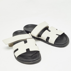 Hermes Off White Leather Chypre Sandals Size 43
