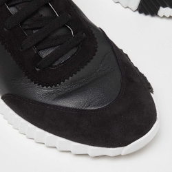 Hermes Black Leather and Suede Depart Sneakers Size 42.5