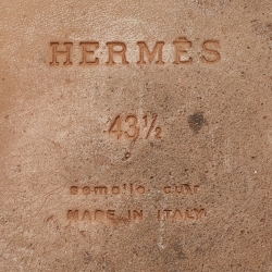 Hermes Black Leather Izmir Slides Size 43.5
