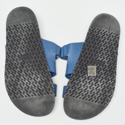 Hermes Blue Leather Chypre Sandals Size 42