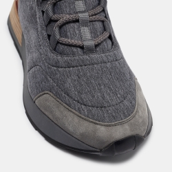 Hermes Grey Suede and Fabric Bouncing Lace Up Sneakers Size 43.5