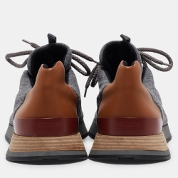 Hermes Grey Suede and Fabric Bouncing Lace Up Sneakers Size 43.5
