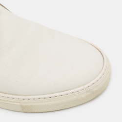 Hermes White/Brown Leather Kick Slip On Sneakers Size 42
