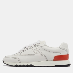 Hermes White Leather Quicker Sneakers Size 40