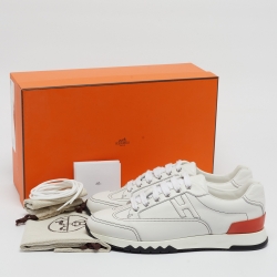 Hermes White Leather Quicker Sneakers Size 40
