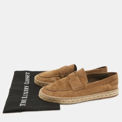 Pre Owned Hermes Olive Green Suede Trip Espadrille Flats Size 40